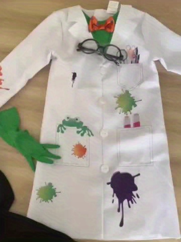 Halloween Cosplay Costume Set with Glasses and Lab Coat